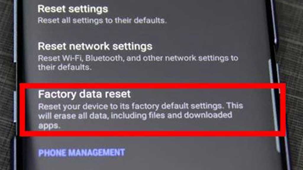 Factory Reset From Sasmung Settings